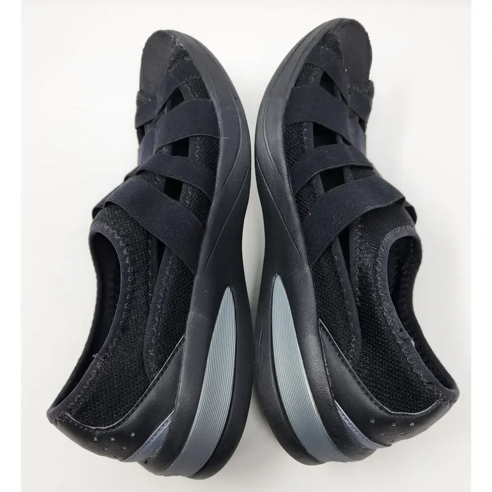 BZees Frill Slip On Sandal Sneaker Women 11 M Black Peep Toe